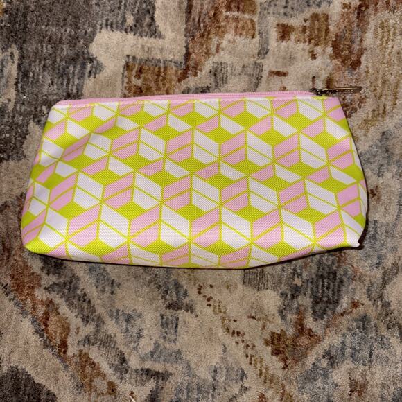 2 Clinique Cosmetic/Makeup Bag Cherry Print And Geometric Cube Print - Picture 7 of 9